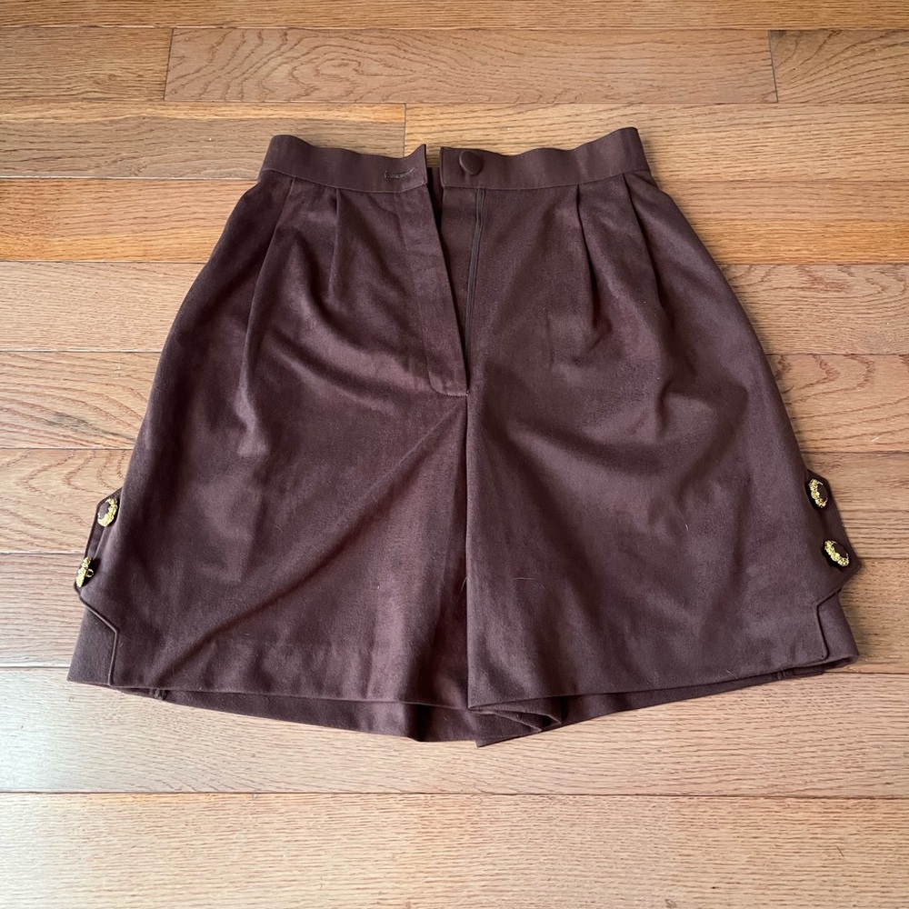 Vintage Brown High Waist Shorts with Pleats